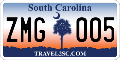 SC license plate ZMG005
