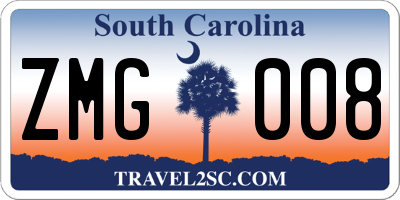 SC license plate ZMG008