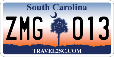 SC license plate ZMG013