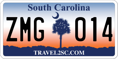 SC license plate ZMG014
