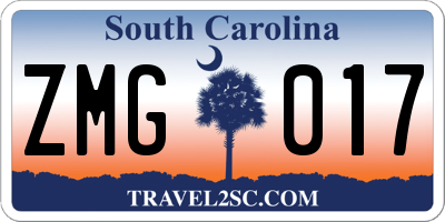SC license plate ZMG017