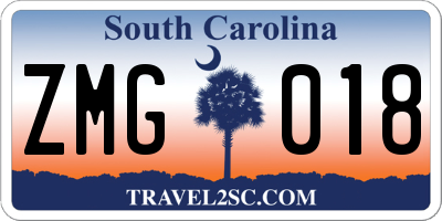 SC license plate ZMG018