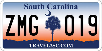 SC license plate ZMG019