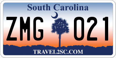 SC license plate ZMG021