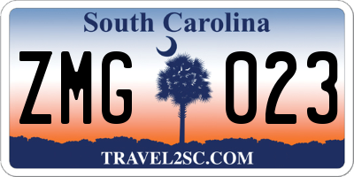 SC license plate ZMG023