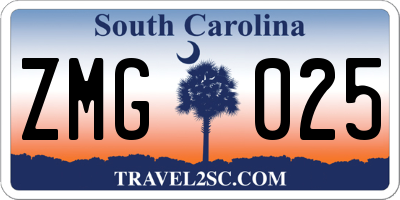 SC license plate ZMG025