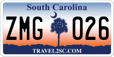 SC license plate ZMG026