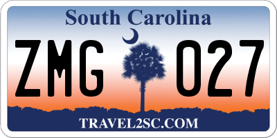 SC license plate ZMG027