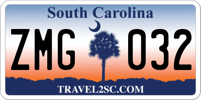 SC license plate ZMG032