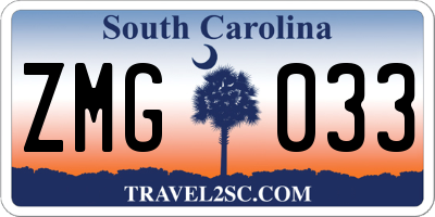 SC license plate ZMG033