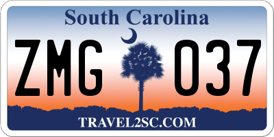 SC license plate ZMG037