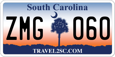SC license plate ZMG060