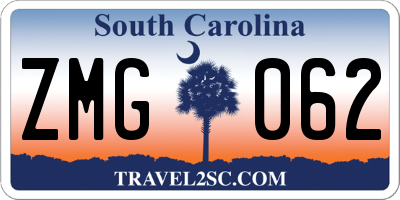 SC license plate ZMG062