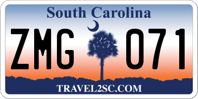 SC license plate ZMG071