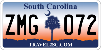 SC license plate ZMG072