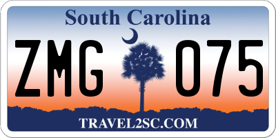 SC license plate ZMG075