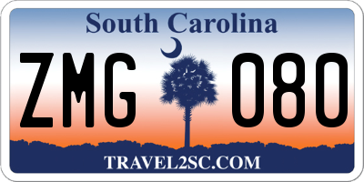 SC license plate ZMG080