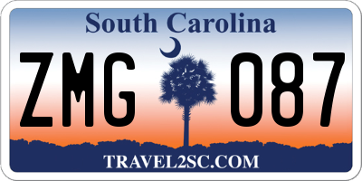 SC license plate ZMG087