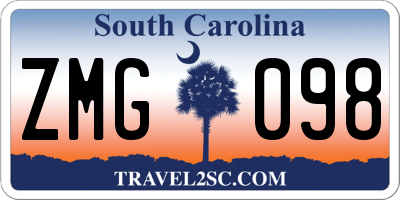SC license plate ZMG098