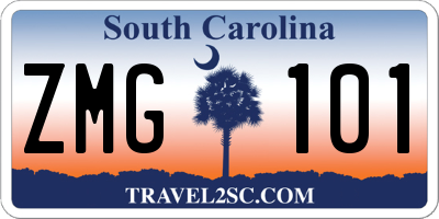 SC license plate ZMG101
