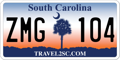 SC license plate ZMG104