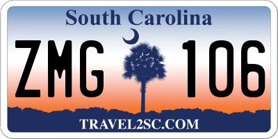SC license plate ZMG106