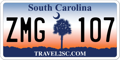 SC license plate ZMG107