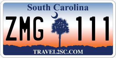 SC license plate ZMG111