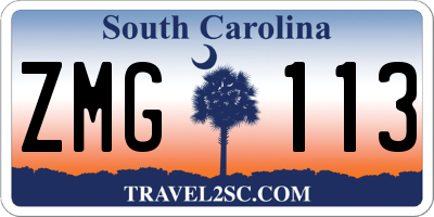 SC license plate ZMG113
