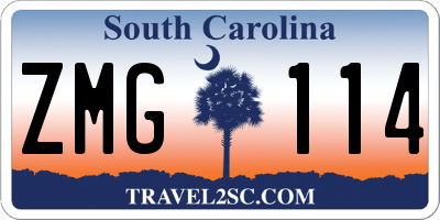 SC license plate ZMG114