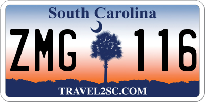 SC license plate ZMG116