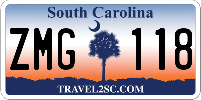 SC license plate ZMG118