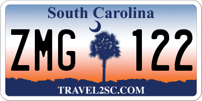 SC license plate ZMG122