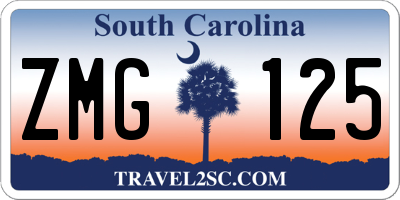 SC license plate ZMG125