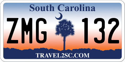 SC license plate ZMG132