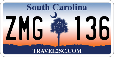 SC license plate ZMG136