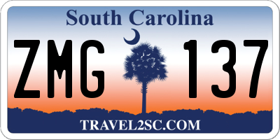 SC license plate ZMG137