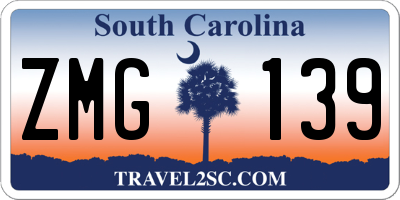 SC license plate ZMG139