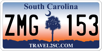 SC license plate ZMG153