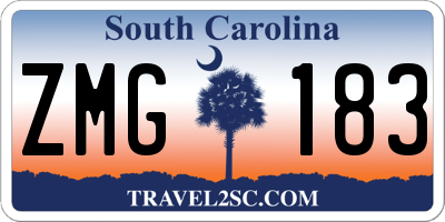 SC license plate ZMG183