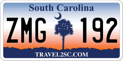 SC license plate ZMG192