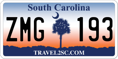 SC license plate ZMG193