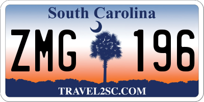 SC license plate ZMG196
