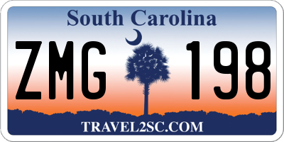 SC license plate ZMG198