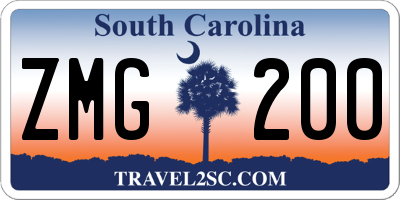 SC license plate ZMG200