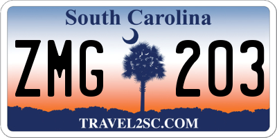SC license plate ZMG203