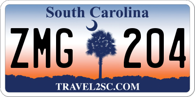 SC license plate ZMG204
