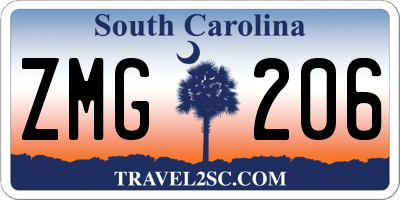 SC license plate ZMG206