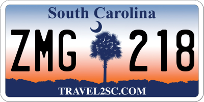 SC license plate ZMG218
