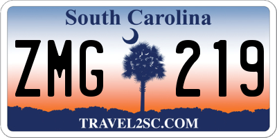 SC license plate ZMG219